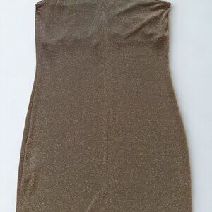 Ralph Lauren Gold Metallic Bodycon Dress, Size L (Fits S–M)